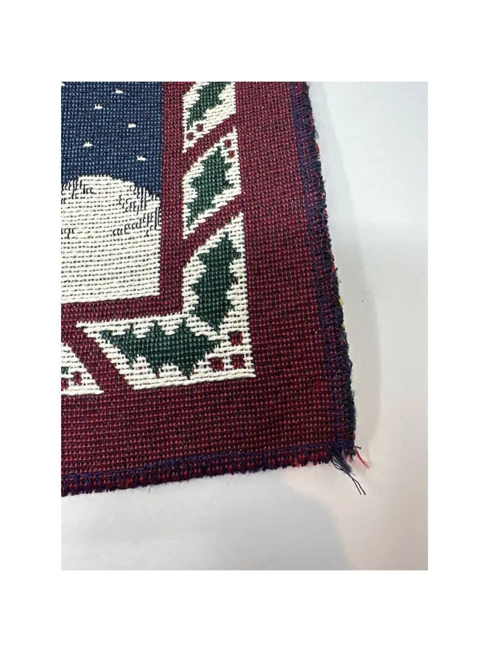 Vintage Snowman Tapestry Pillow Panel 18in Holiday Christmas Decor Winter Blue
